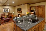 730-square-foot suite is located on the garden level, full kitchen